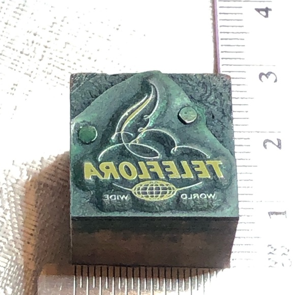 Antique Wooden Print Block Teleflora World Wide Flower Delivery Advertising - Picture 5 of 6